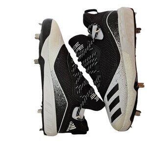Adidas Icon V Speed Trap Core Black White Mens Size 13 Metal Cleats athletic